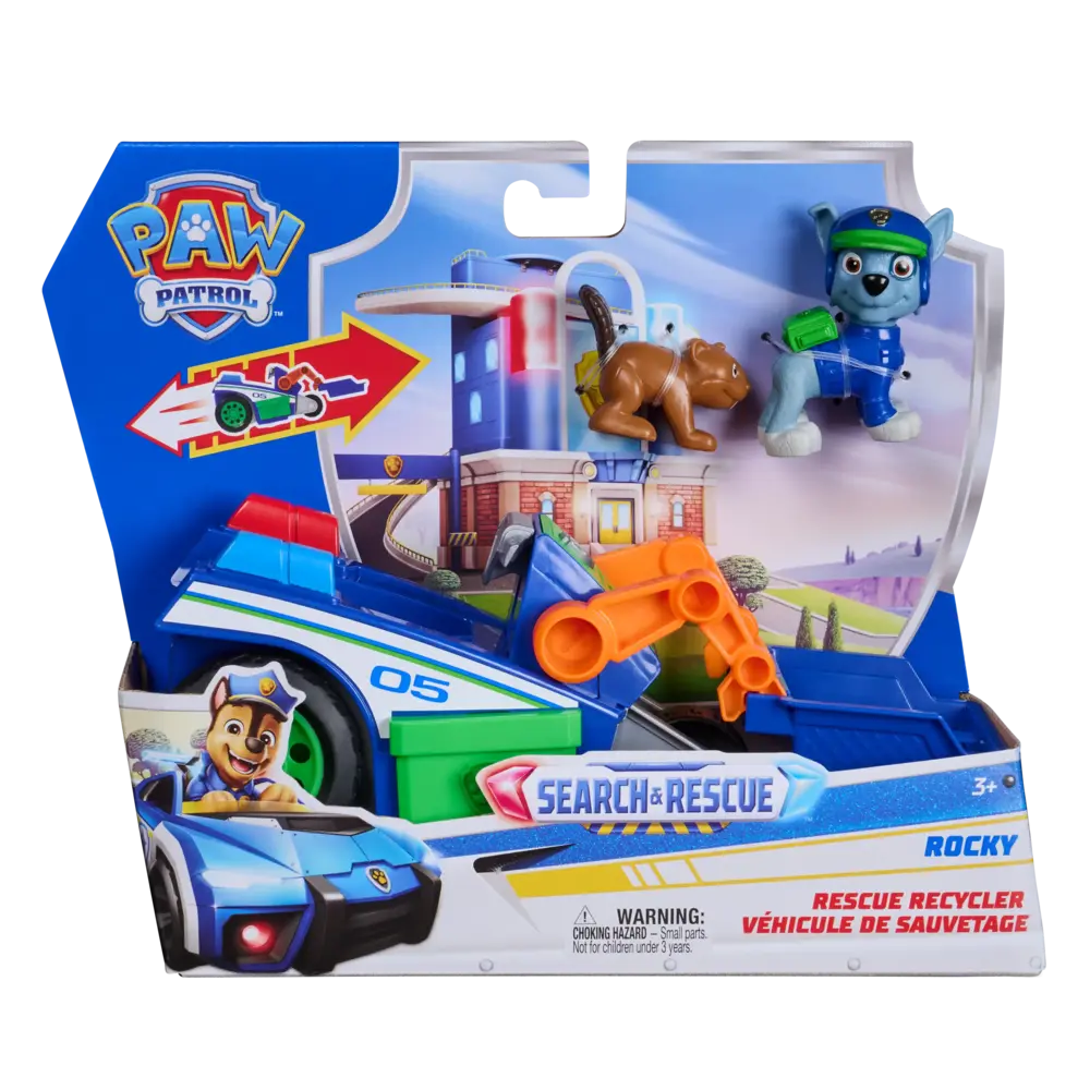 Paw Patrol | Vehículo Rocky Pull Back con Figura Desmontable 