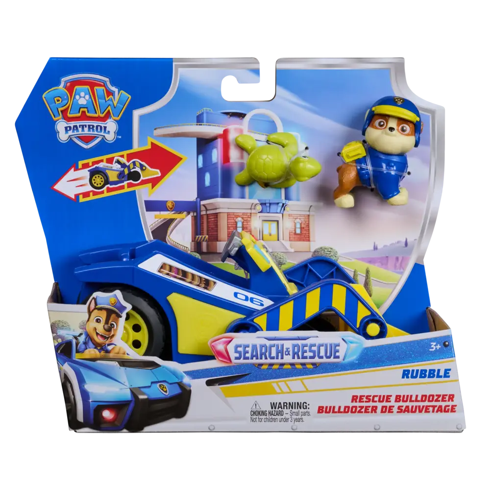Paw Patrol | Vehículo Rubble Pull Back con Figura Desmontable